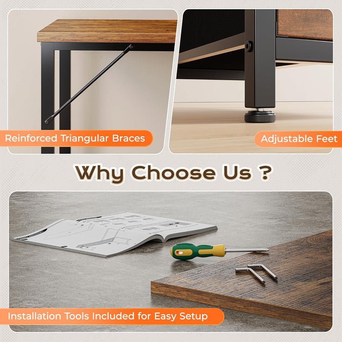 SixtyThreeInch LShaped Desk USBPort Ergonomic Workspace