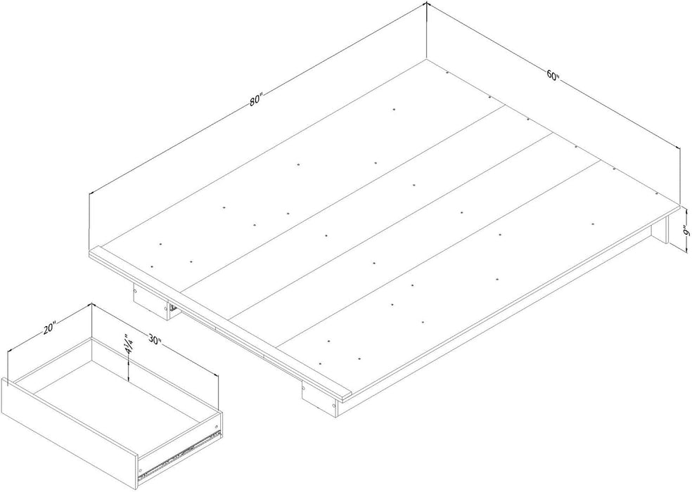 Holland Platform Bed (54/60''), Full/Queen, Natural Walnut