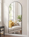 Full Length Mirror, 71"X32" Floor Standing Mirror Freestanding, Full Body Mirrors with Stand for Bedroom, Hanging Mounted for Living Room Cloakroom, Black, Arched Style