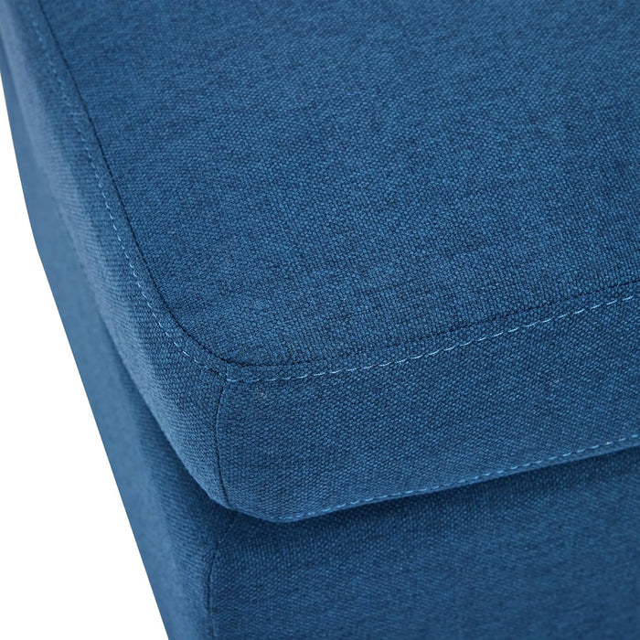 Ottoman Foot Stool,Rectangular Fabric Upholstered Ottoman,Modern Side Table for Living Room Bedroom, Birch Wood Legs,Navy Blue