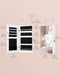 Mirror Jewelry Cabinet Armoire with Built-In LED Lights, Wall or Door Mounted Jewelry Storage Organizer, 3.8 X 14.6 X 26.4 Inches Hanging Mirror Cabinet, Gift Idea, White UJJC050W01
