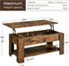 Coffee Table, 47.5In Lift Top Coffee Table with Hidden Compartment and Storage Shelf, Lift Tabletop Dining Table for Living Room Reception Room, Rustic Brown