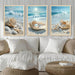 Triptych Coastal Shell Pearl Framed Canvas Wall Art 20X30 Inch X3 | Wooden Frame, Uv-Resistant Ink, Giclée Printing Process, Pre-Installed Hooks Make It Easy to Hang Home or Office Wall Decor