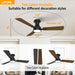 42 Inch Ceiling Fans with Light, Black Low Profile Ceiling Fan with Light, Remote Control, Flush Mount, Reversible, 6CCT, Dimmable, Noiseless, Modern Ceiling Fan for Bedroom, Indoor/Outdoor Use