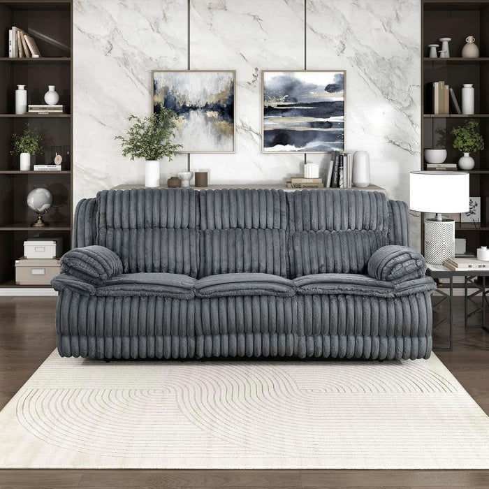 Mnul Double Reclining Sof, Corduroy Mnul Wll Hugger Recliner Couch, Pillow Top rms, Plush Fom Cushions over Pocket Coils, Cozy Reclining Sof for Living Room, Drk Gry
