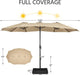 13 Ft Triple-Size Patio Umbrella W/Base Included - Market Extra-Large Double Sided Umbrella - Twin-Size Patio Parasol W/Easy Crank & 12 Strong Ribs & Ventilation Openings, Tan