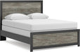 Signature Design by Ashley Jonnifer Queen Bed Frame with Headboard, Two-Tone Textured Look, Engineered Wood and Decorative Laminate, Warm Gray and Matte Black
