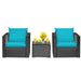 3 Pieces Patio Wicker Conversation Set with Cushion