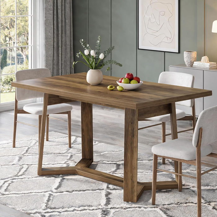 47-Inch Rustic Brown Rectangular Dining Table Geometricbase