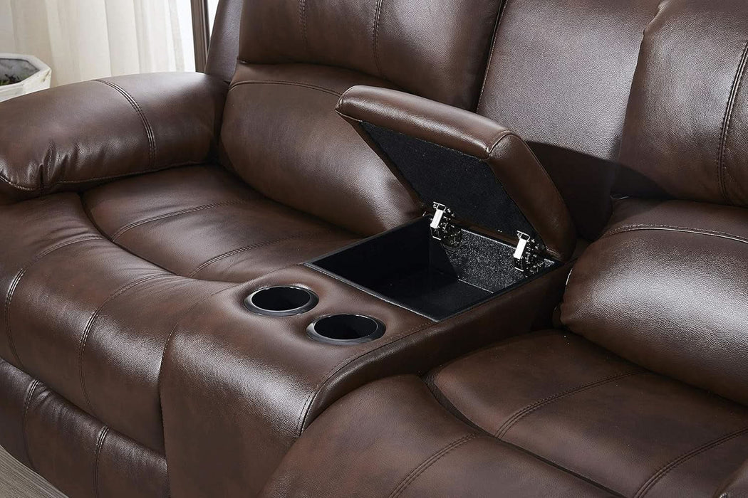 Loveseat Brown Faux Leather Sofa Set