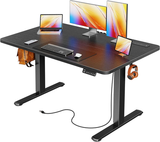 47 X 24 Inch Electric Standing Desk with Power Outlets and USB-C Port, Height Adjustable Desk, Sit Stand Desk for Home Office, Computer & Gaming Desk with 4 Presets, Stable Steel Frame, Black