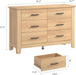Dresser for Bedroom, 47 Inch Wide Wood Chest of Drawers, Large Storage Organizer with Deep Drawers & Stable Legs, Modern Farmhouse Dresser for Living Room, Entryway, Natural