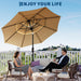 10Ft 3-Tier Patio Umbrella, Outdoor Table Umbrella with Vents, Easy Crank and Push Button Tilt, Market Umbrella with 8 Sturdy Ribs for Pool, Deck, Yard, Garden -Tan