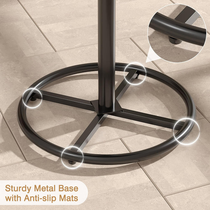 36” High Top Bar Table, Sturdy Frame with Metal Base for Cocktail, Pub, Easy Assembly, Matte Black