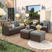 Patio Furniture Set with Swivel Rocking Chair, 6 Pcs Outdoor Couch