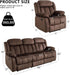 Manual Reclining Sofa Set, Classic Recliner Sofa with Overstuffed Arms and Backrest, Include 1 Recliner Chair and 1 3-Seat Reclining Sofa (Recliner+Sofa)