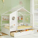 White Twin Size Wooden House Bed TwoUnderbedStorageDrawers