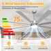 Premium Ergonomic 72inch Brushed Nickel Ceiling Fan