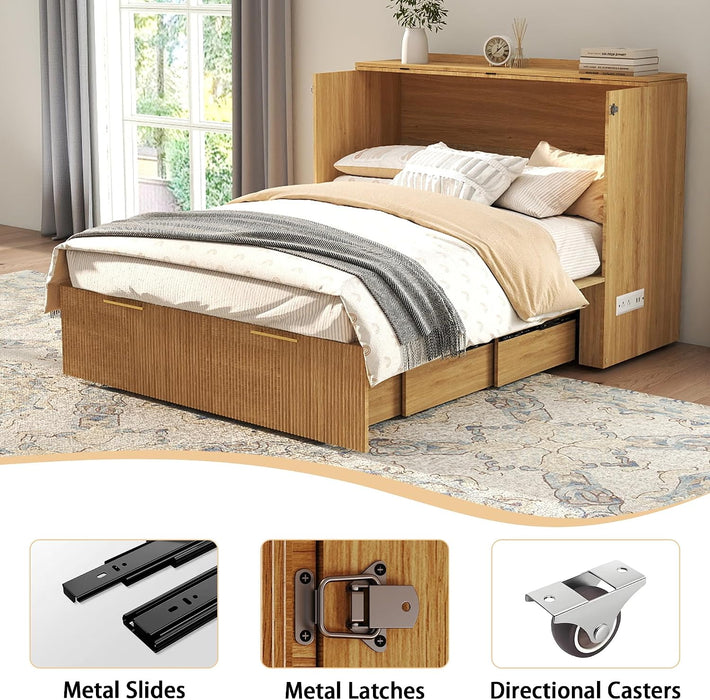 Oakwood Murphy Bed Cabinet With Integrated Charging