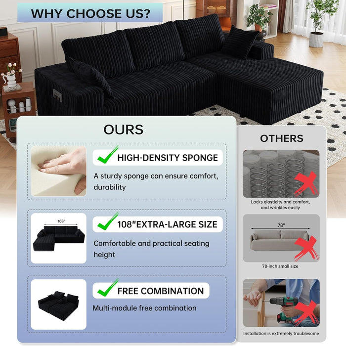 108 Inch Ultra Modular Sectional Sofa CloudMemoryFoam