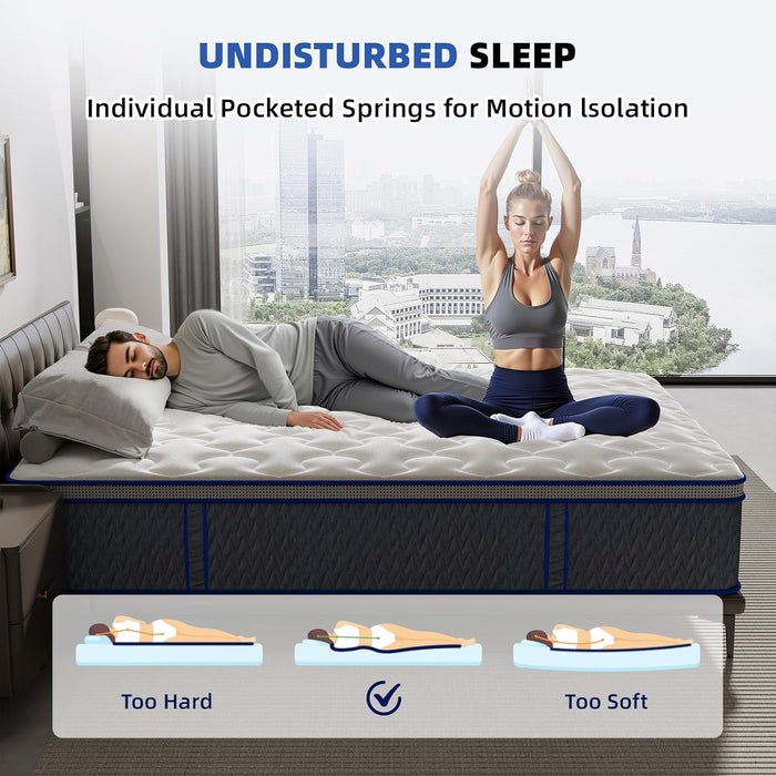 Thickened Memory Foam Queen Mattress(12.9Inchest) Cool Mattress-9-Layer Thickened-Medium Firm,Bed Durable,Edge Reinforcement No Collapse,Top Exhaust System No Damp Heat,No Back Pain-365Day Try