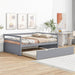 Twin Daybed with Trundle, Solid Wood Captains Bed Twin Size Sofa Bed Frame (Grey)