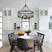 Black Farmhouse Chandelier, 6-Light Rustic Chandeliers for Dining Room Light Fixture, Drum Chandelier round Pendant Light, Hanging Kitchen Island Lighting for Living Room, Entryway, Foyer