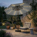 10FT Outdoor Patio Umbrella with Solar Lights, Market Table Umbrella with Push Button Tilt & Crank, 8 Sturdy Ribs, 32 LED Lights, UV Protection for Garden Lawn Deck Backyard Pool (Light Grey)