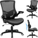 Office Chair Ergonomic Desk Chair, Computer PU Leather Home Office Chair, Swivel Mesh Back Adjustable Lumbar Support Flip-Up Arms Executive Task Chair