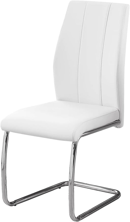 2 Piece DINING CHAIR-2PCS/ 39" H/WHITE LEATHER-LOOK/CHROME, 17.25" L X 20.25" D X 38.75" H