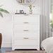 White 4 Drawer Dresser for Bedroom, Tall Bedroom Dresser with Large Drawer & Golden Handles, Wooden Storage Organizer Cabinet Chest of Drawer for Closet, Living Room, Hallway, Children'S Room