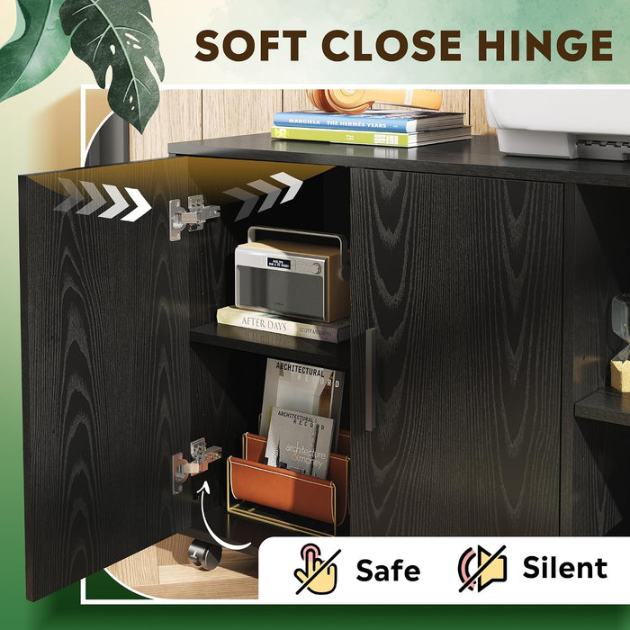 Office File Cabinet, Rolling Printer Stand, Black