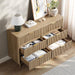 54" Curved Fluted 6-Drawer Dresser, Mid-Century Modern Natural