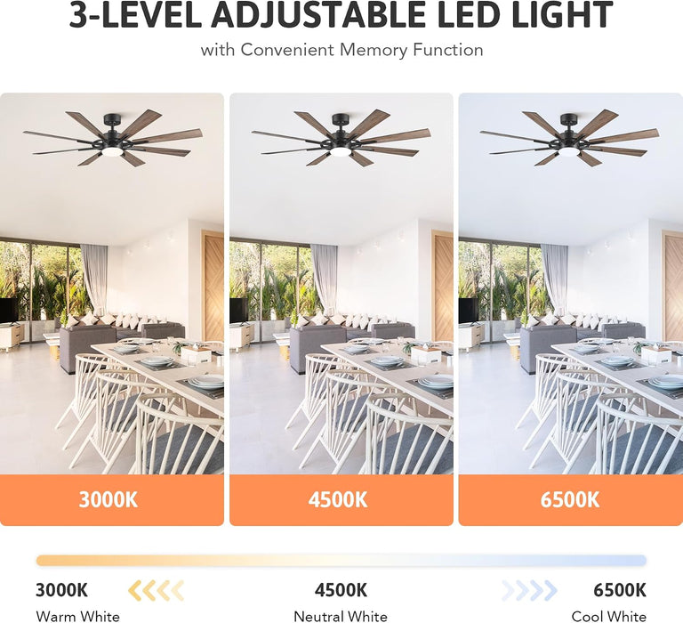Black 60 Inch Farmhouse Ceiling Fan With Controllers