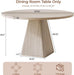 47 Inch round Dining Table for 4-6, Pedestal Kitchen Dinner Table White