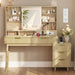 Oak Beigewash Vanity Desk Sliding Mirror Illumination