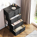 Dresser for Bedroom with 4 Storage Drawers, Small Dresser Chest of Fabric Drawers with Sturdy Steel Frame, Wood Top, Black