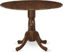 DLT-AWA-TP Dublin Dining Room Table - a round Solid Wood Table Top with Dropleaf & Pedestal Base, 42X42 Inch, Walnut