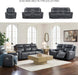 Mighty Moves Contemporary Power Leather Match Reclining Sofa with Position Lock, Adjustable Headrest and USB Charging Ports, Blue