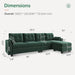 Velvet Convertible Sectional Sofa L Shaped Couch with Storage Ottoman Reversible Sectional Couch Sofa for Small Space,Green