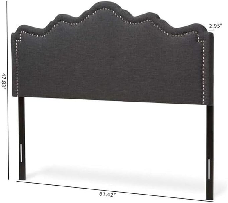 Coastal Cool Modern and Contemporary Fabric Headboard Queen/Dark Gray