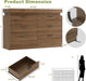 6 Drawer Dresser with LED Lights and Charging Station, 47" Wide Walnut Wood Fluted Dresser for Bedroom, Modern Chest of Drawers for Closet Organizer Cabinet for Living Room, Entryway, Hallway