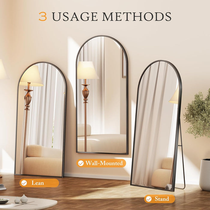 78"X38" Arched Full Length Mirror, Full Body Floor Mirror, Black