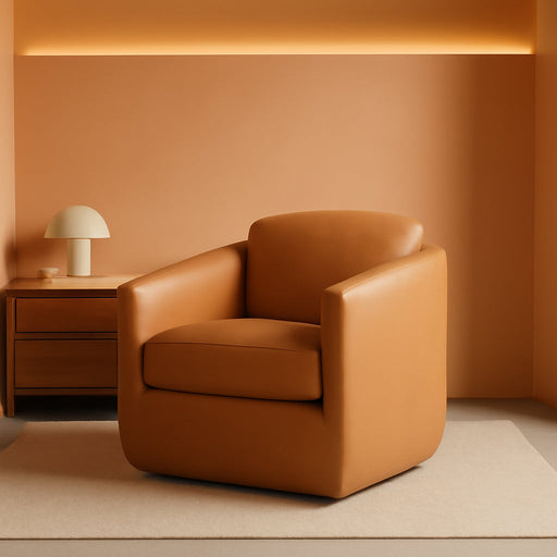 360° Swivel Accent Chair Set of 2 with Pillow - Comfy Living Room Armchair No-Sag Foam & Sturdy Metal Base, Fully Assembled Swivel Accent Single Sofa for Bedroom Living Room, Office, Brown