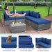 6 Pieces Outdoor Rattan Sofa Set with Seat and Back Cushions