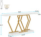 70.9 Inch Extra Long Sofa Table， White and Gold Console Table with Faux Marble Tabletop, Modern Long Entryway Table with Gold Frame