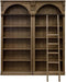 Traditional 8' Tall Wood Bookcase Wall with Ladder Office Storage Brown