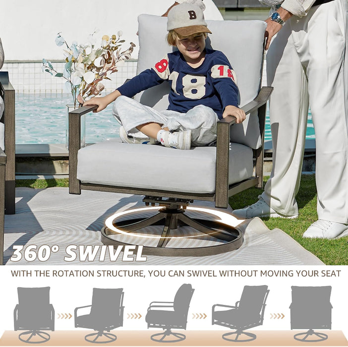 4 Piece Rope Back Patio Furniture Set, 2 Swivel Rockers