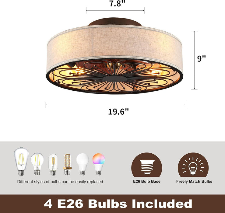 White Farmhouse Flush Mount Ceiling Fan With Remote And Light
