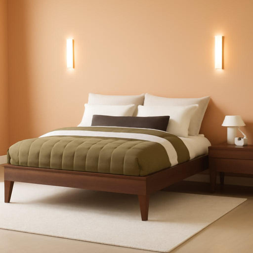 Bear Platform Bed (Full), Oak Embossed Dark Brown